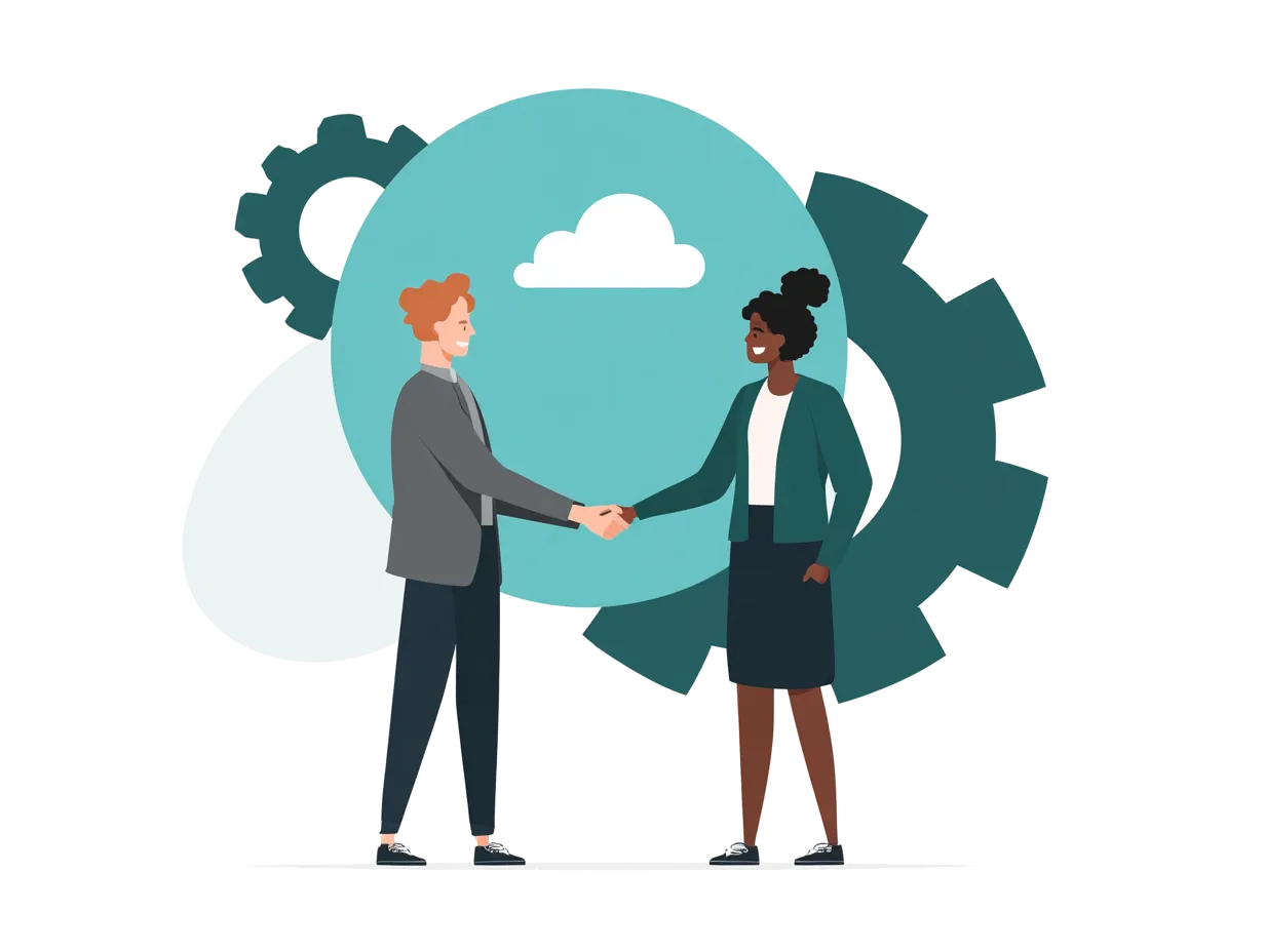 Two people collaborating representing partnership and support